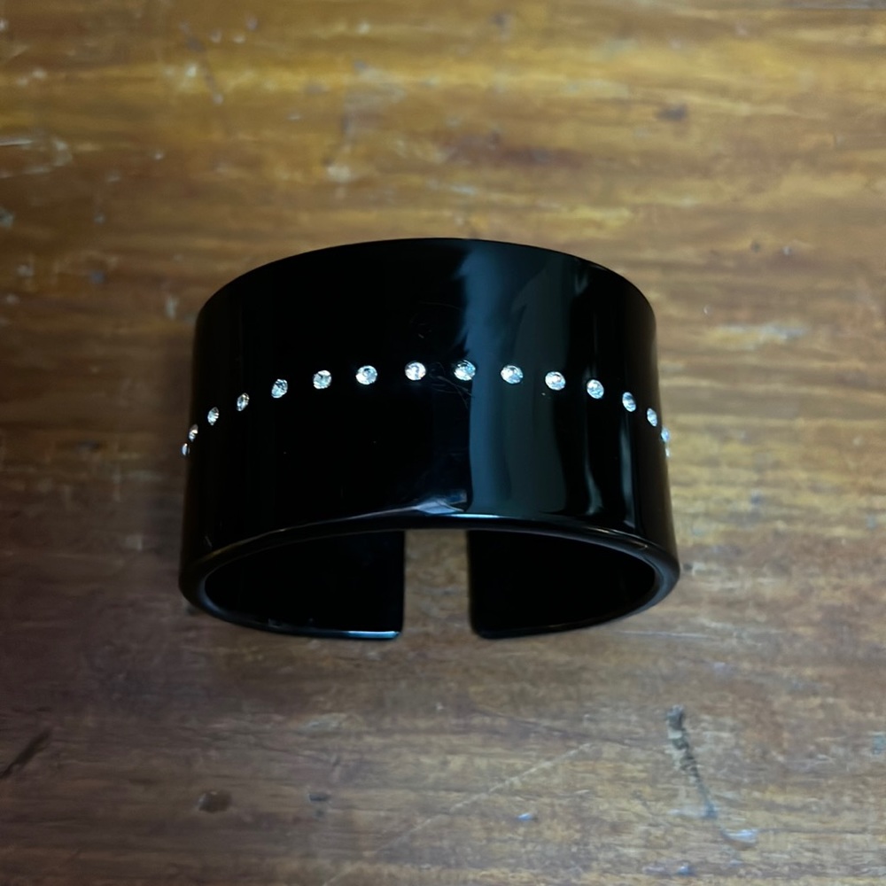 Black jeweled cuff with rhinestones